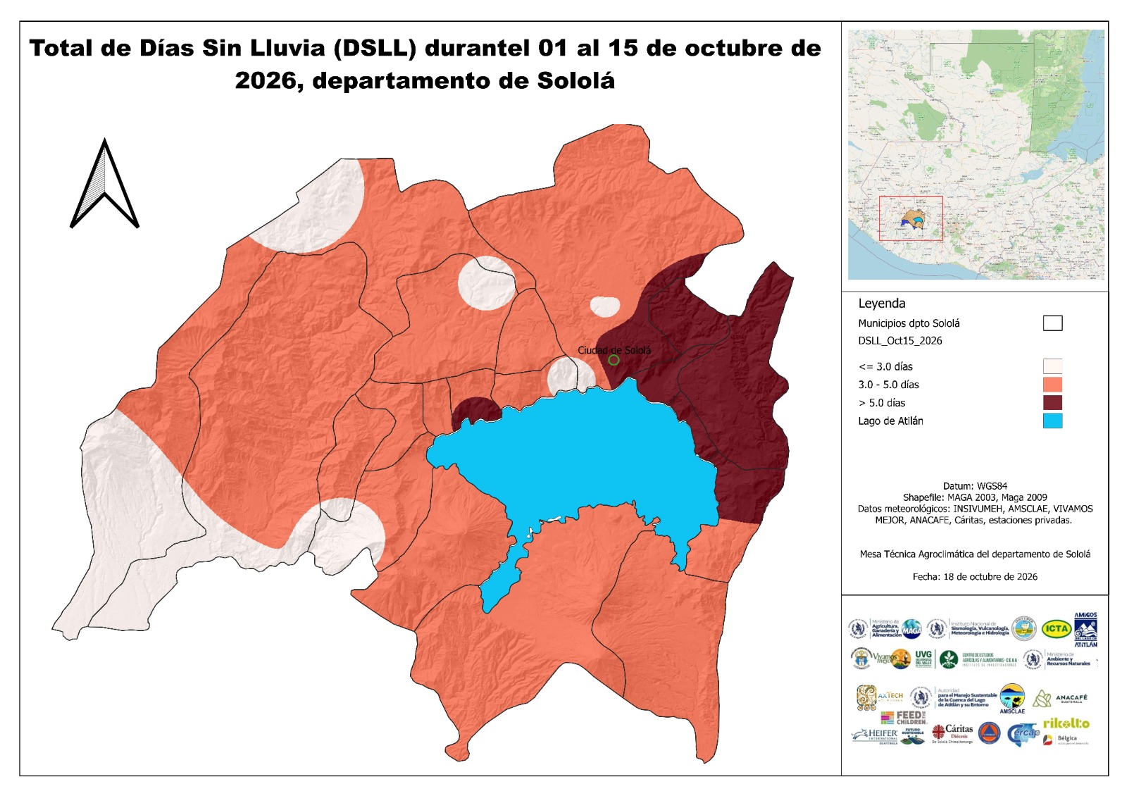 Total de días sin lluvia en el departamento de Sololá
